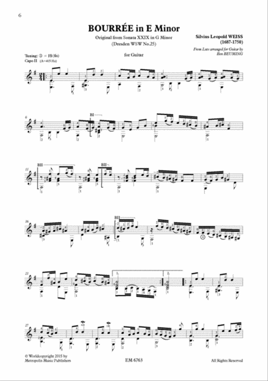 Sonata XXIX (Dresden nr.25) for Solo Guitar Classical Guitar scores gallery preview page 3