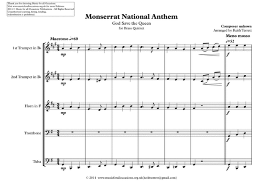 Montserrat National Anthem for Brass Quintet image number null