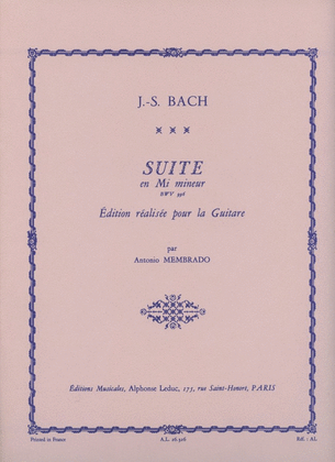 Bach Js Membrado Suite In E Minor Bwv 996 Guitar Book