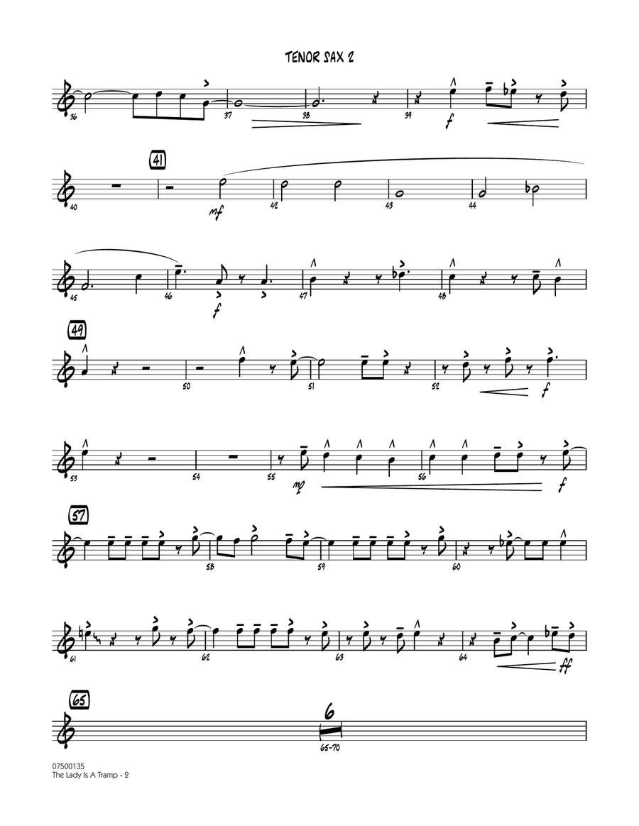 The Lady Is A Tramp - Tenor Sax 2 Jazz Ensemble scores gallery preview page 2