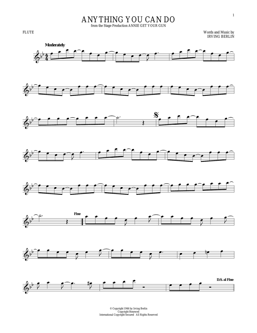Anything You Can Do (from Annie Get Your Gun) Flute Solo scores gallery preview page 1