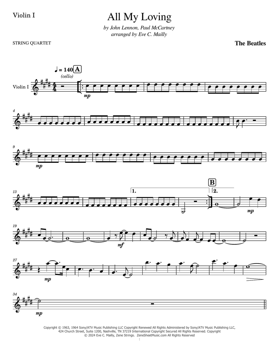 All My Loving String Quartet scores gallery preview page 6