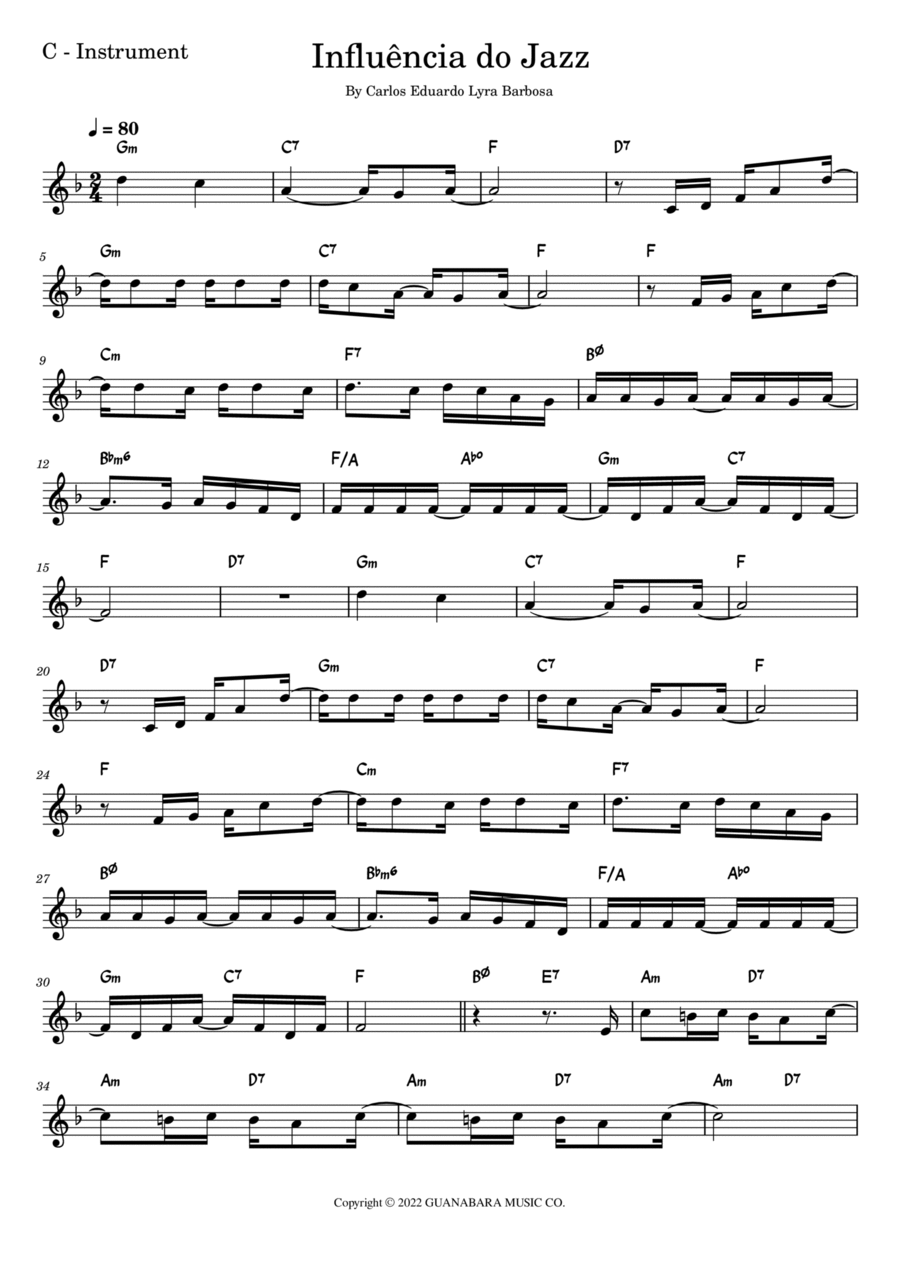 Influencia Do Jazz Easy Piano scores gallery preview page 1