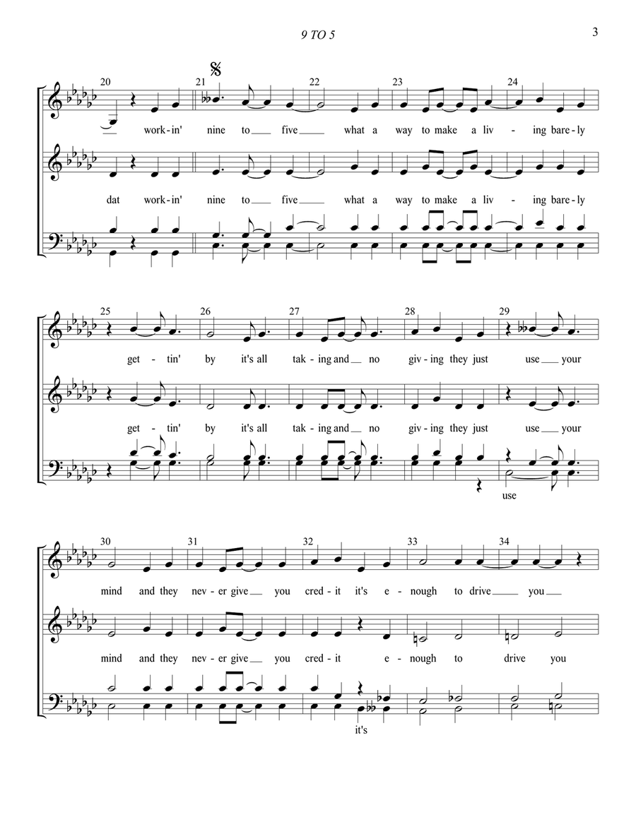 Nine To Five 4-Part scores gallery preview page 4