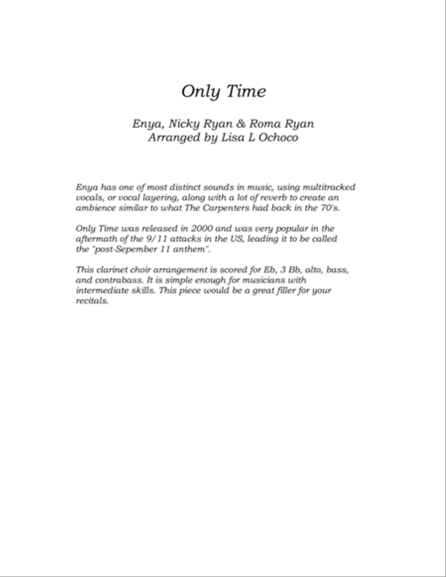 Only Time Clarinet Choir scores gallery preview page 4
