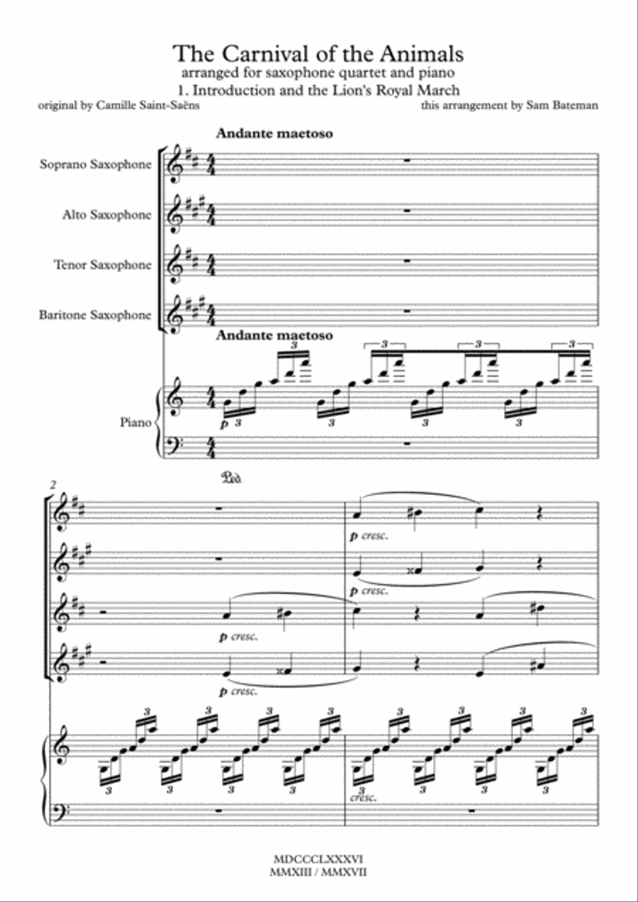 The Carnival of the Animals Small Ensemble scores gallery preview page 1
