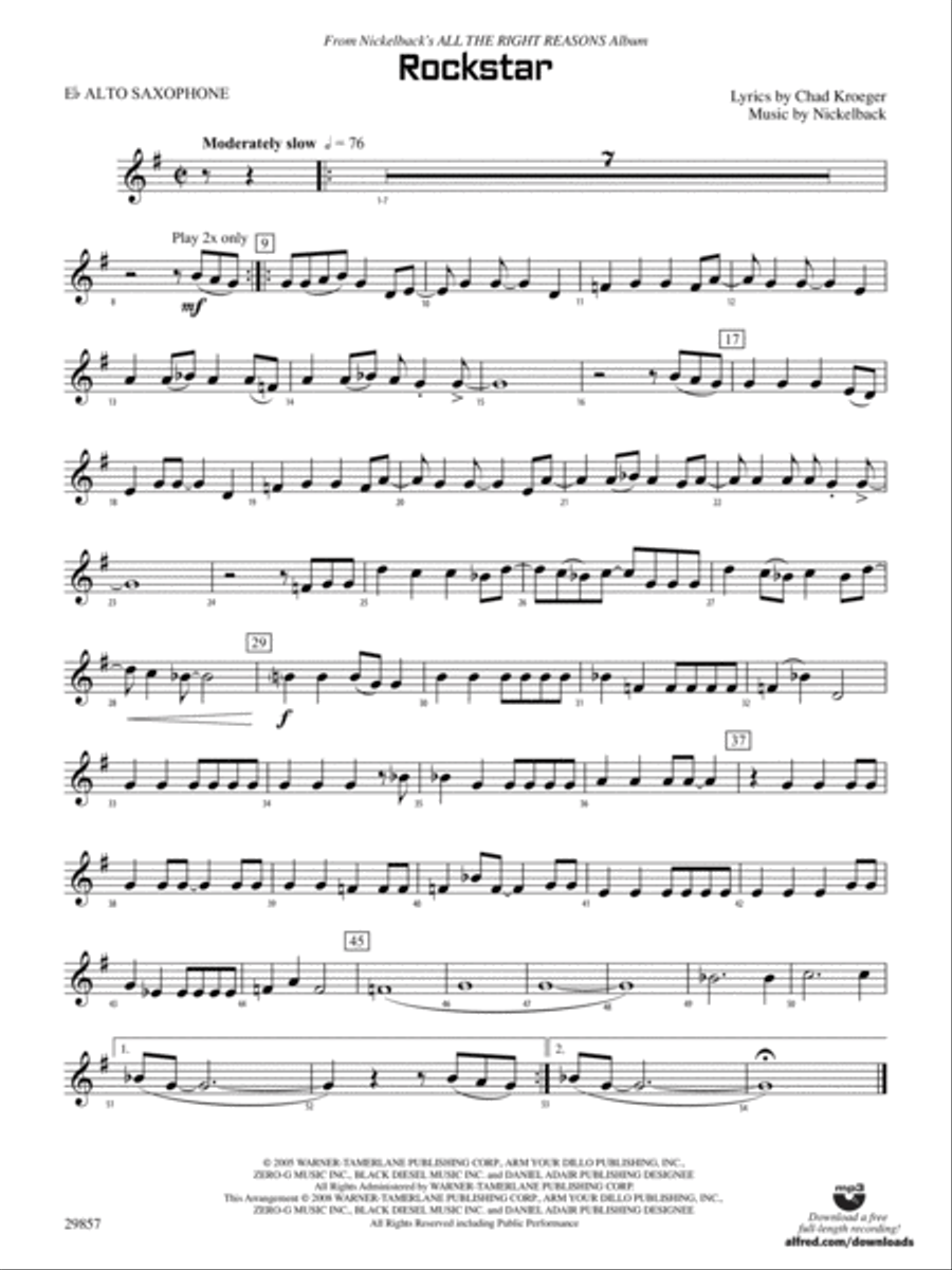 Rockstar: E-flat Alto Saxophone Concert Band scores gallery preview page 1