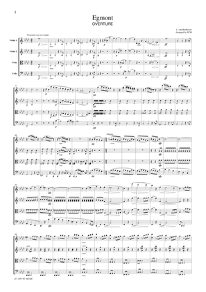 Book cover for Beethoven Egmont Overture, for string quartet, CB004