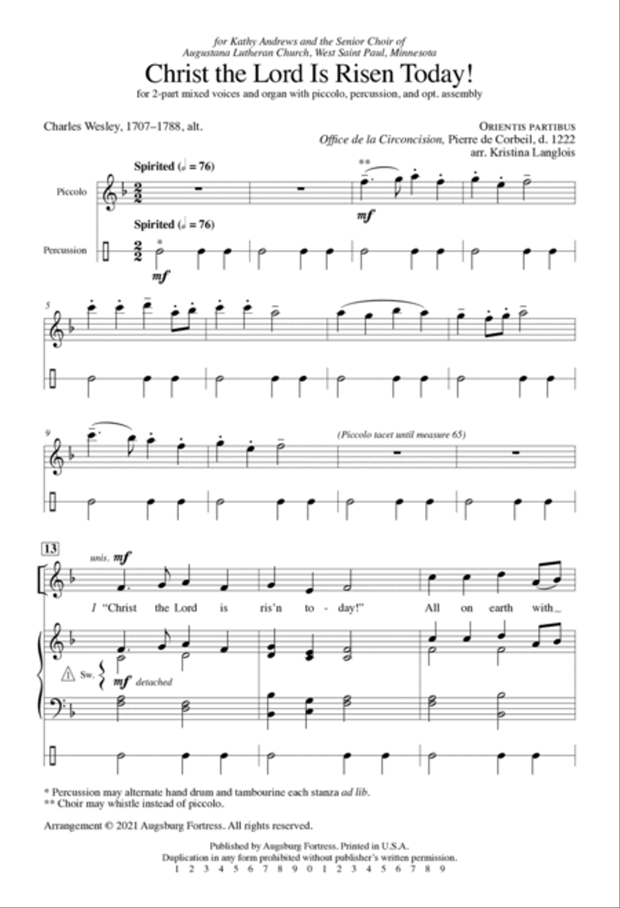 Christ the Lord Is Risen Today! 2-Part scores gallery preview page 3