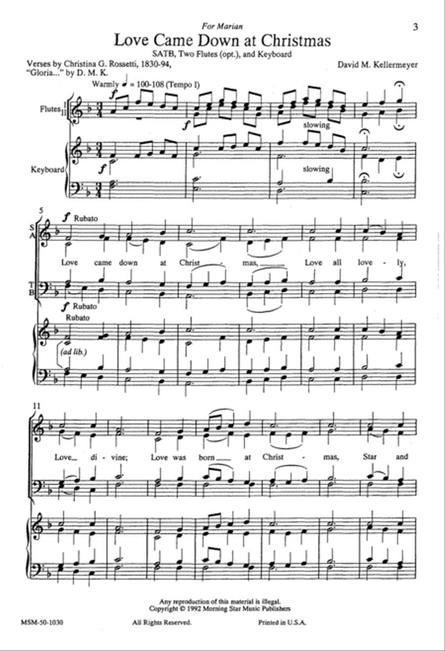 Love Came Down at Christmas 4-Part scores gallery preview page 1