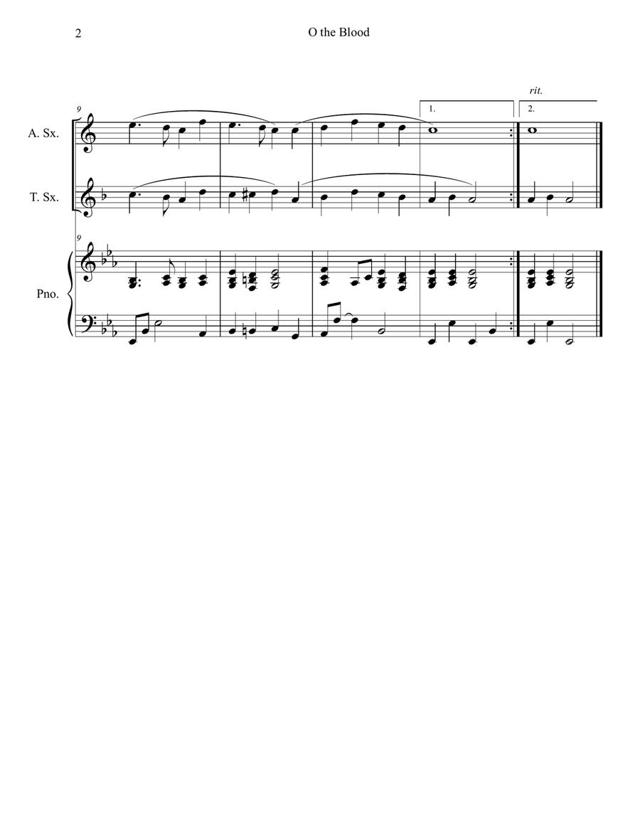 O the Blood (Alto and Tenor Sax Duet with Piano Accompaniment) Woodwind Duet scores gallery preview page 2