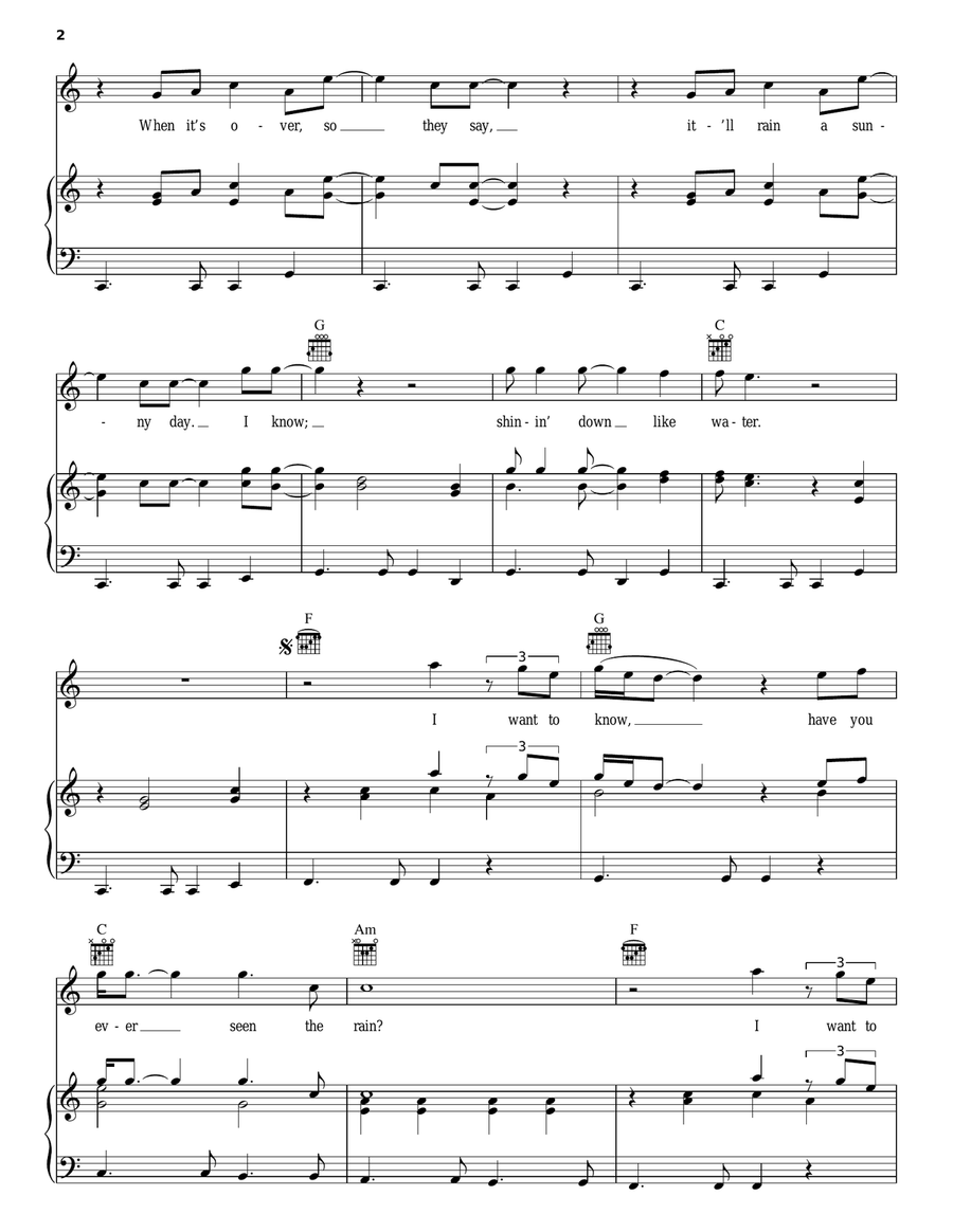 Have You Ever Seen The Rain? Piano, Vocal, Guitar scores gallery preview page 2
