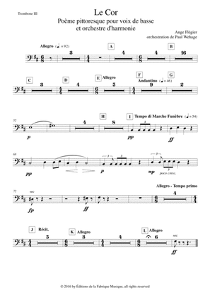 Ange Flégier: Le Cor for bass voice and concert band, trombone 3 (bass trombone) part