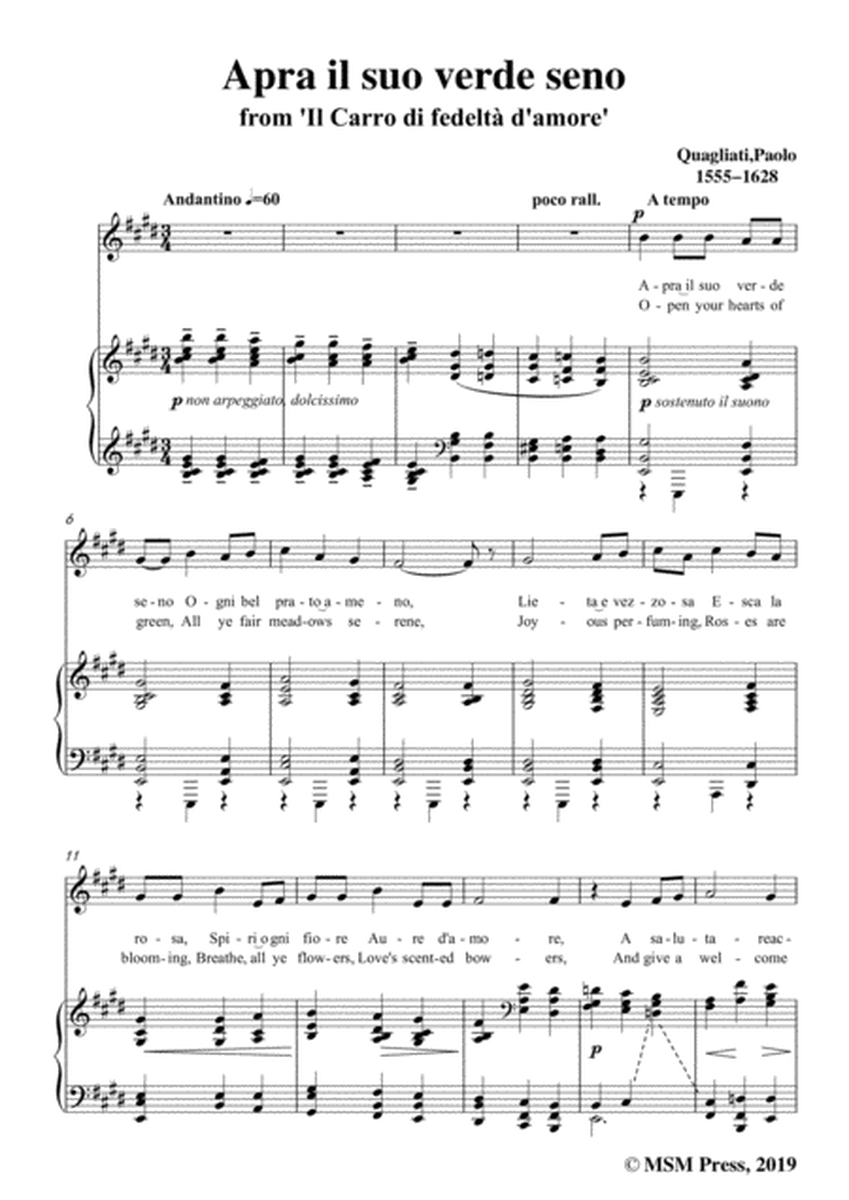 Quagliati-Apra il suo verde seno,from 'Il Carro di fedeltà d'amore',in E Major,for Voice and Piano image number null