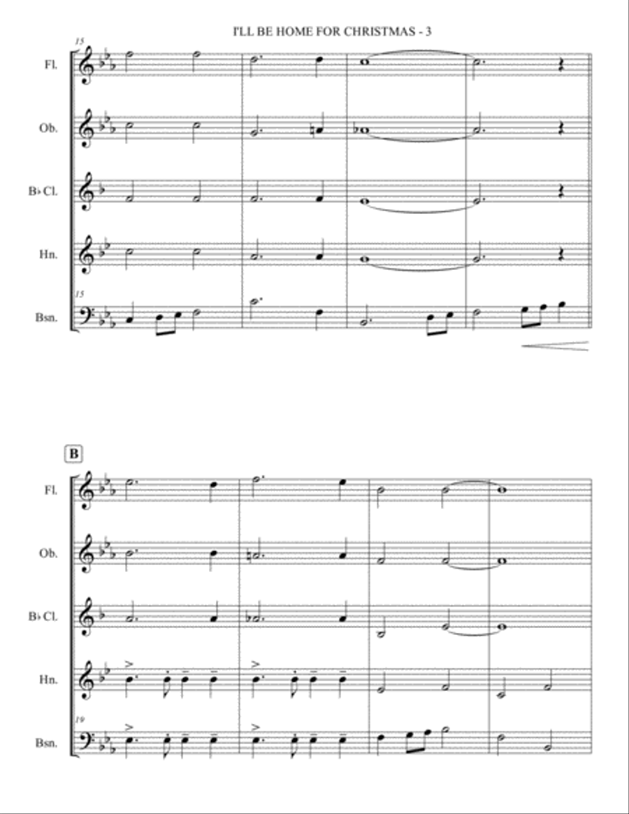 I'll Be Home For Christmas Woodwind Quintet scores gallery preview page 4