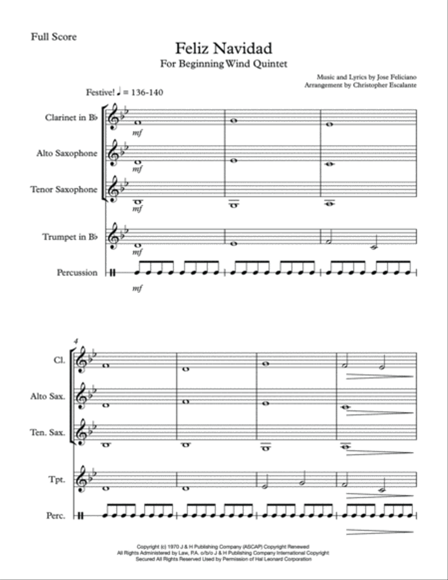 Feliz Navidad Small Ensemble scores gallery preview page 2