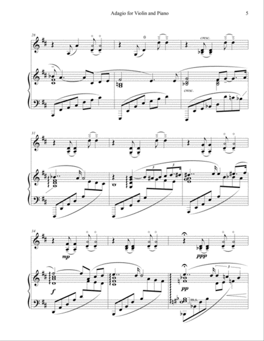 Adagio for Violin and Piano Violin Solo scores gallery preview page 5