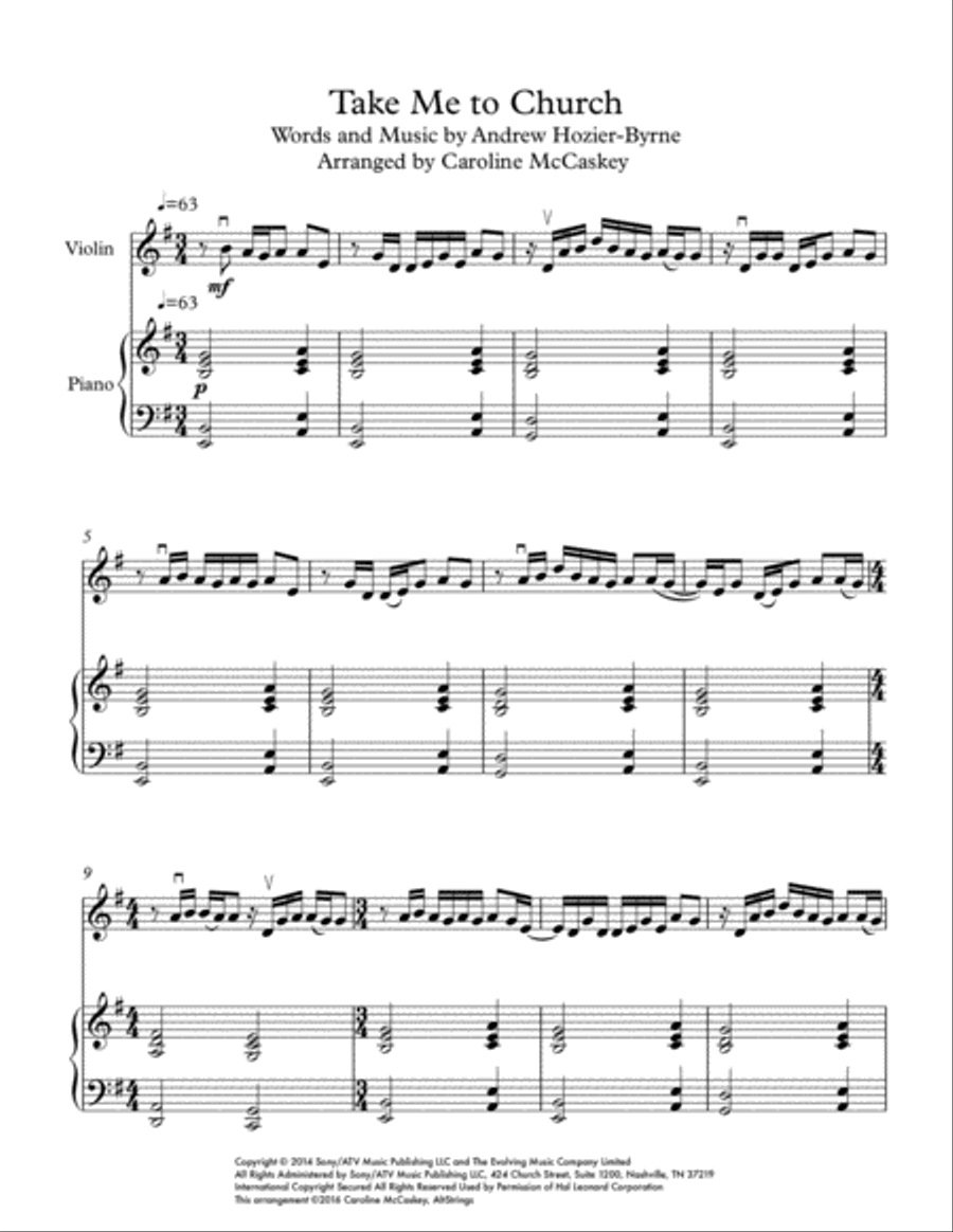 Take Me To Church Violin Solo scores gallery preview page 2