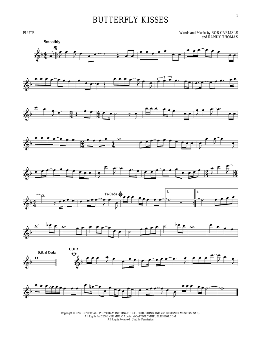 Butterfly Kisses Butterfly Kisses Flute Solo scores gallery preview page 1