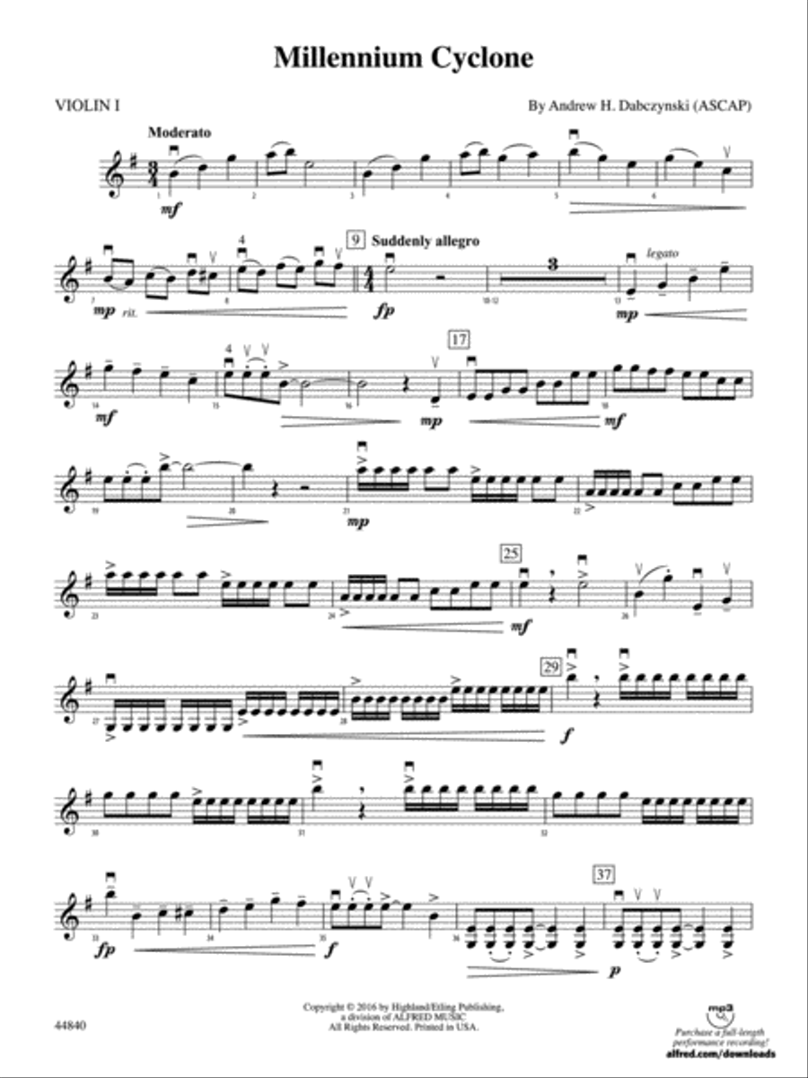 Millennium Cyclone: 1st Violin String Orchestra scores gallery preview page 1