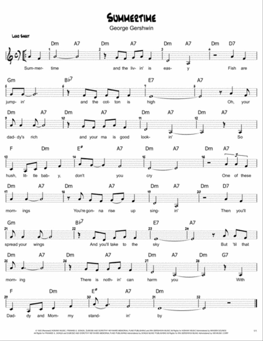 Summertime Piano scores gallery preview page 1