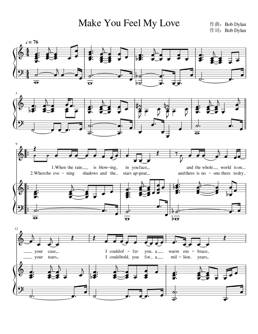 Make You Feel My Love Piano, Vocal scores gallery preview page 1