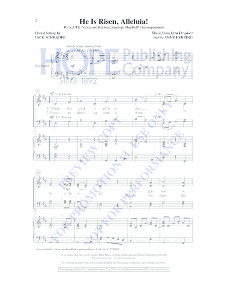 He Is Risen, Alleluia! 4-Part scores gallery preview page 2