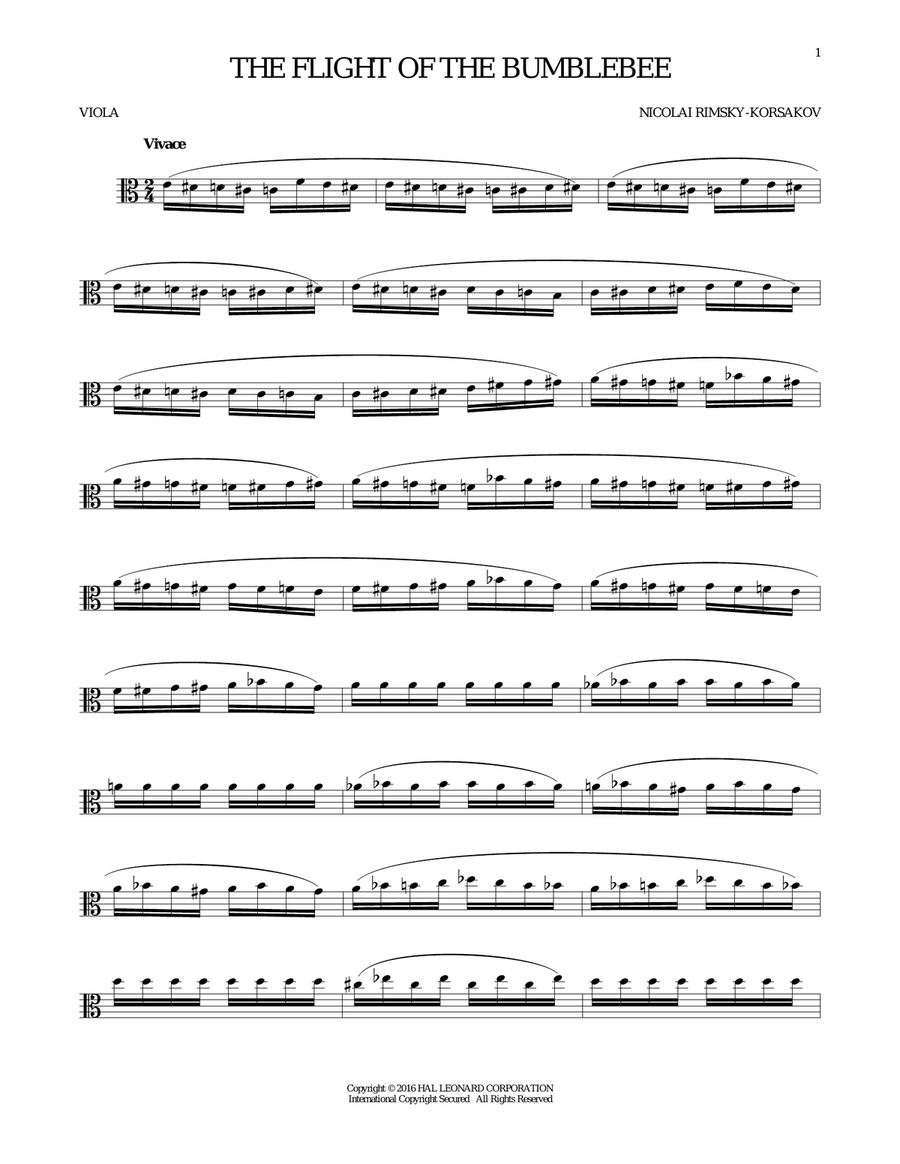 The Flight Of The Bumble Bee Viola Solo scores gallery preview page 1