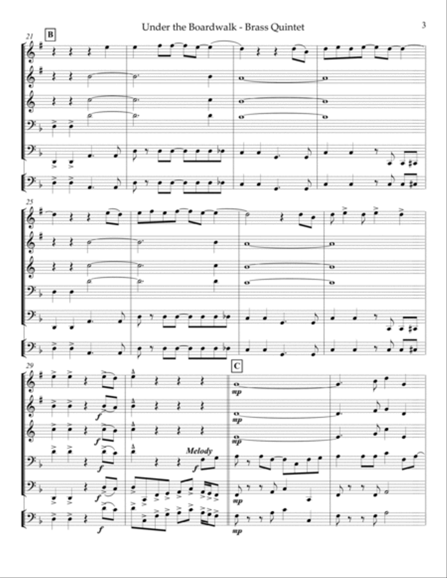 Under The Boardwalk Brass Quintet scores gallery preview page 3