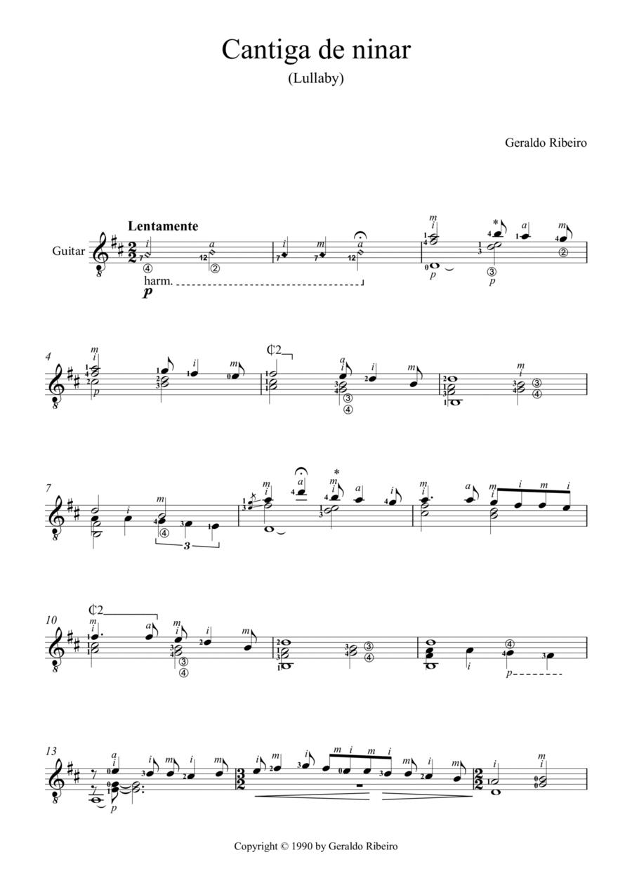 Cantiga de ninar (Lullaby) Acoustic Guitar scores gallery preview page 1