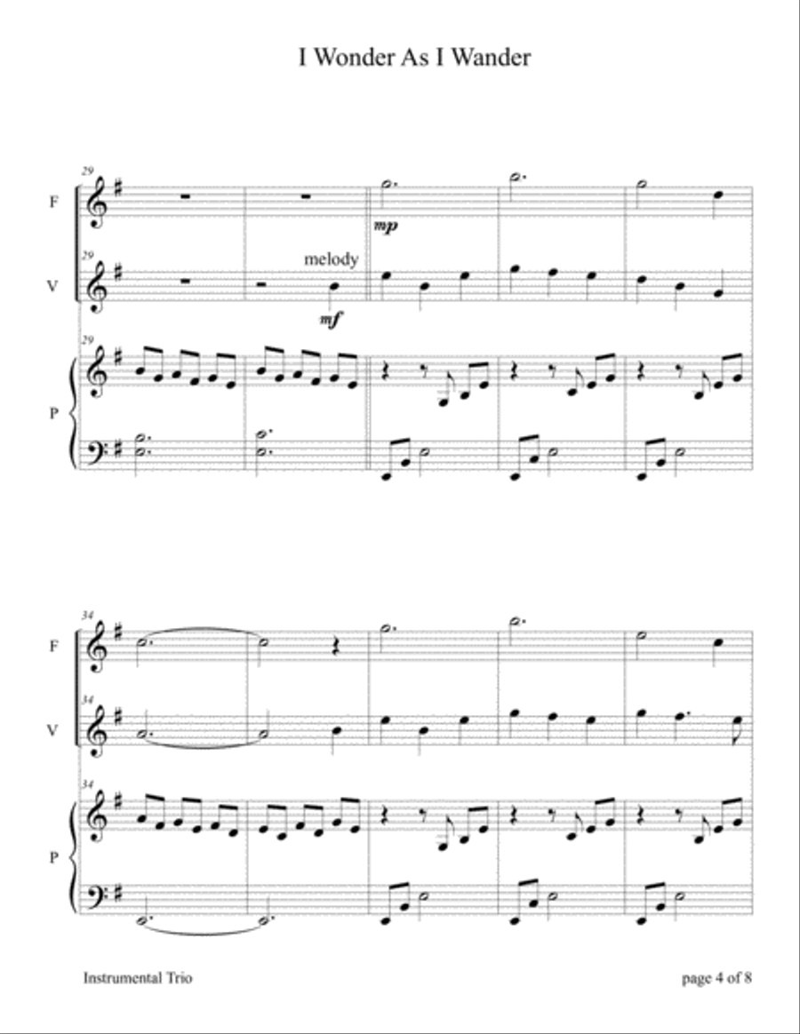 I Wonder As I Wander Flute scores gallery preview page 4