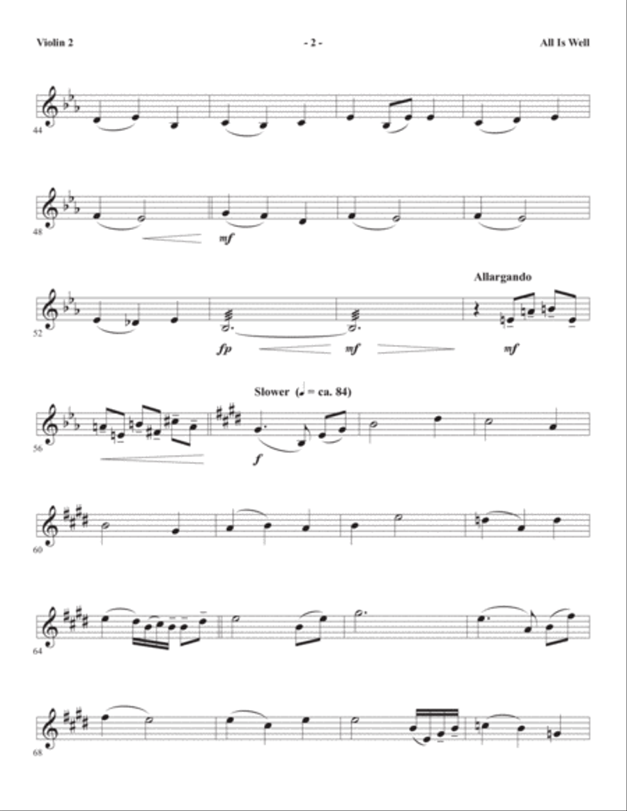All Is Well (arr. Michael Barrett) - Violin 2 Choir scores gallery preview page 2