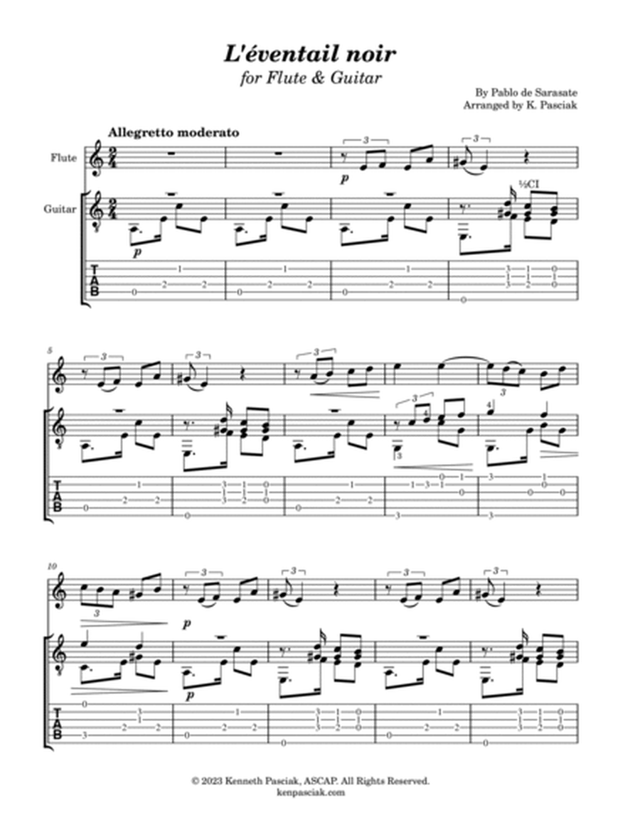 L'éventail noir (for Flute or Violin & Guitar) image number null