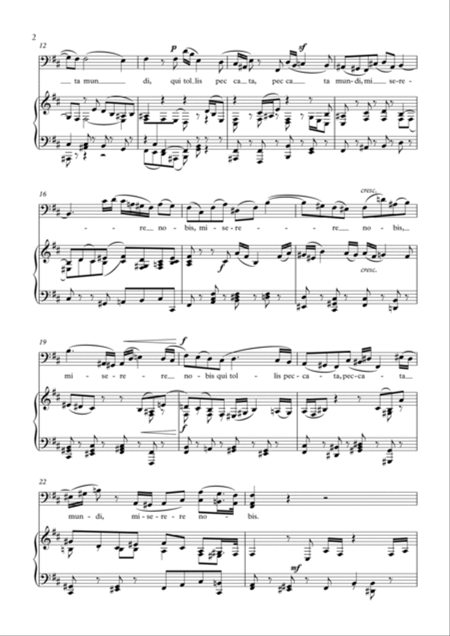 Aria (Agnus dei) from the Mass in B Minor (BACH) - Baritone Bm Piano, Vocal, Guitar scores gallery preview page 2