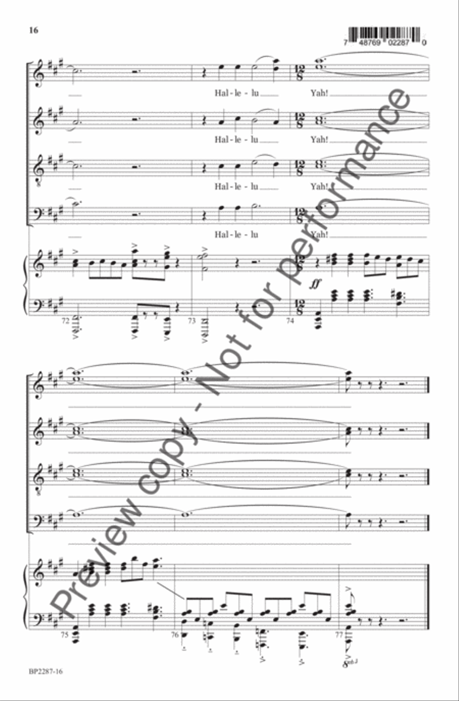 Hallelu Yah: Three Psalms of Praise III. Psalm 150 4-Part scores gallery preview page 17