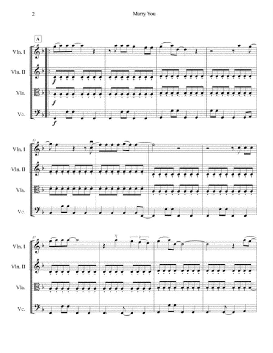 Marry You Marry You String Quartet scores gallery preview page 3