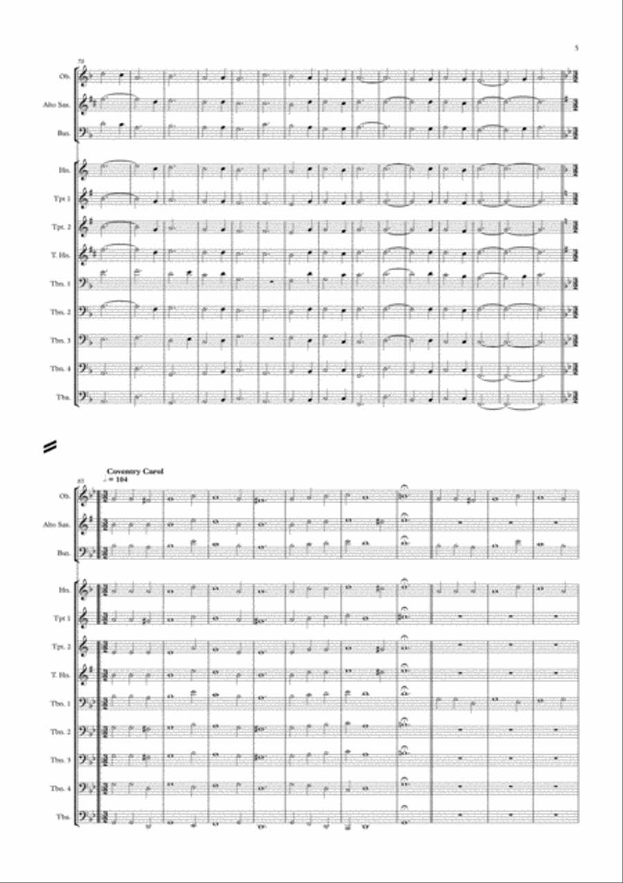 Five Carols for Wind and Brass Large Ensemble scores gallery preview page 5