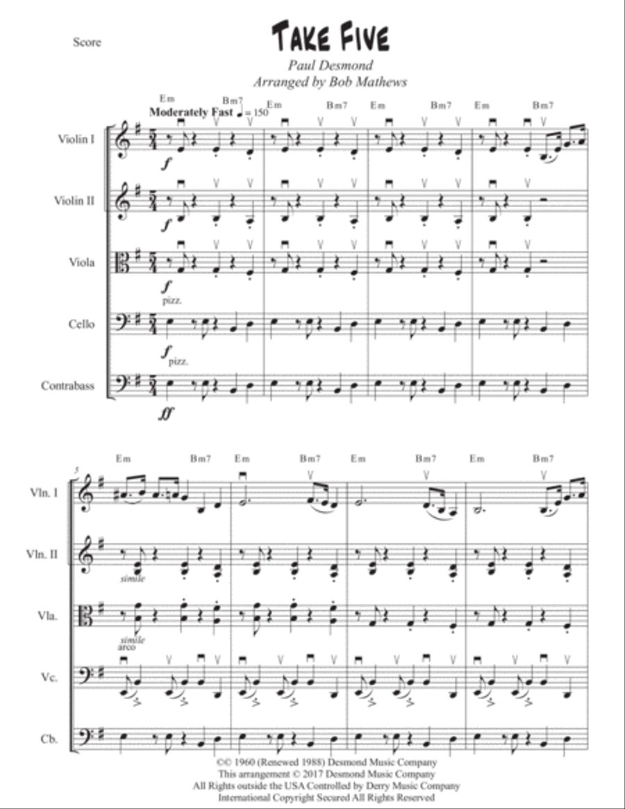Take Five Take Five String Quartet scores gallery preview page 2