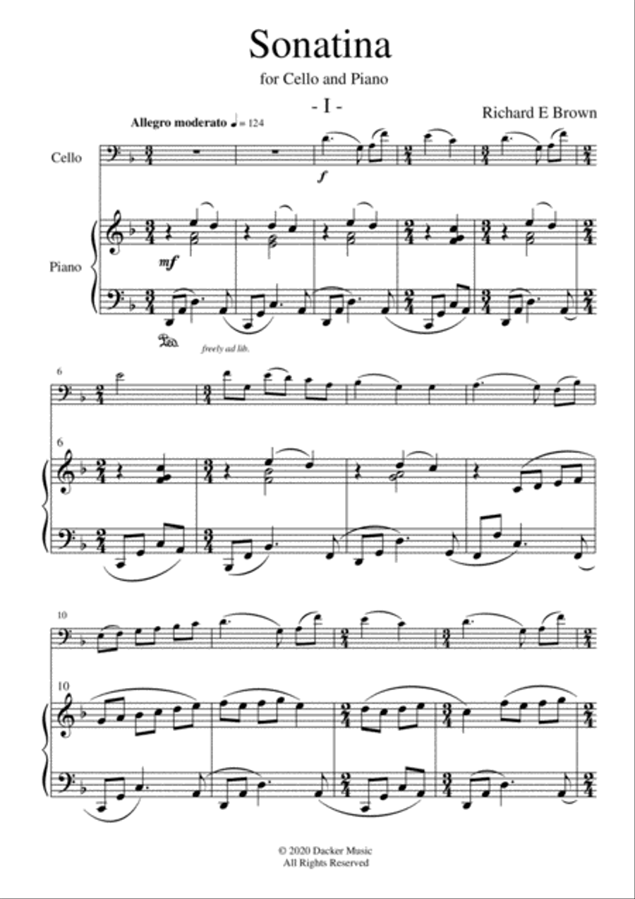 Sonatina for Cello and Piano Piano scores gallery preview page 3