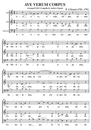Ave Verum Corpus (Mozart) A Cappella SAB