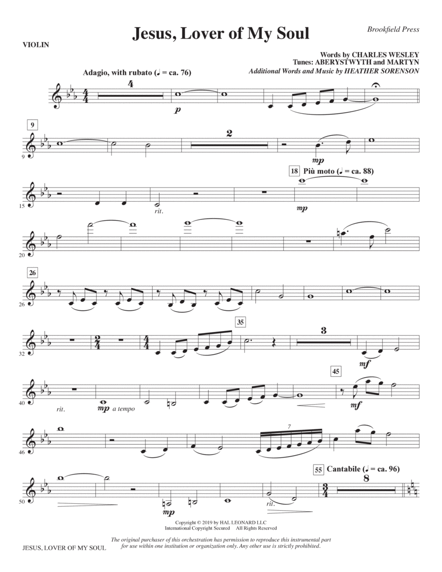 Jesus, Lover of My Soul - Violin Choir scores gallery preview page 1