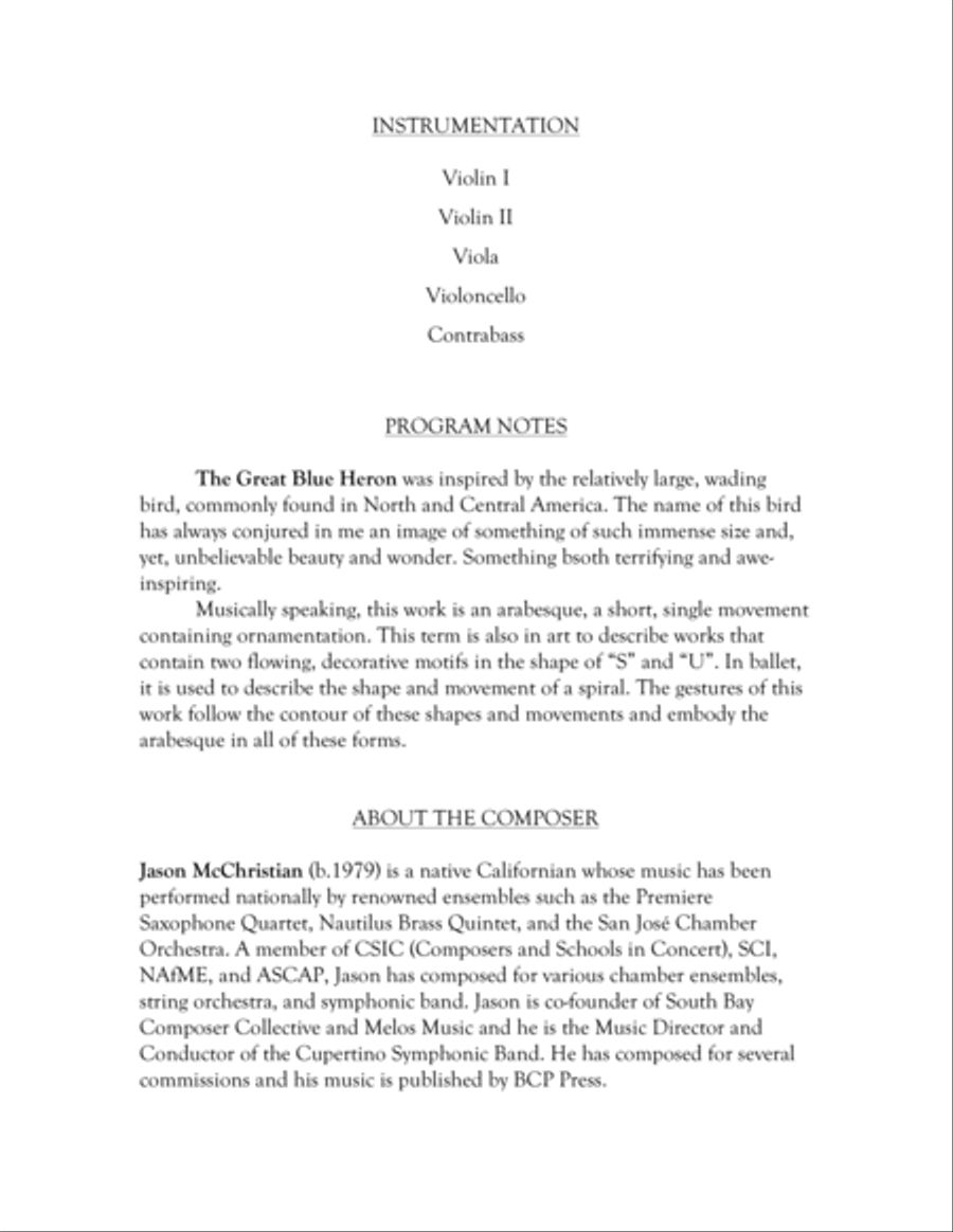 The Great Blue Heron - Arabesque for String Orchestra String Orchestra scores gallery preview page 3