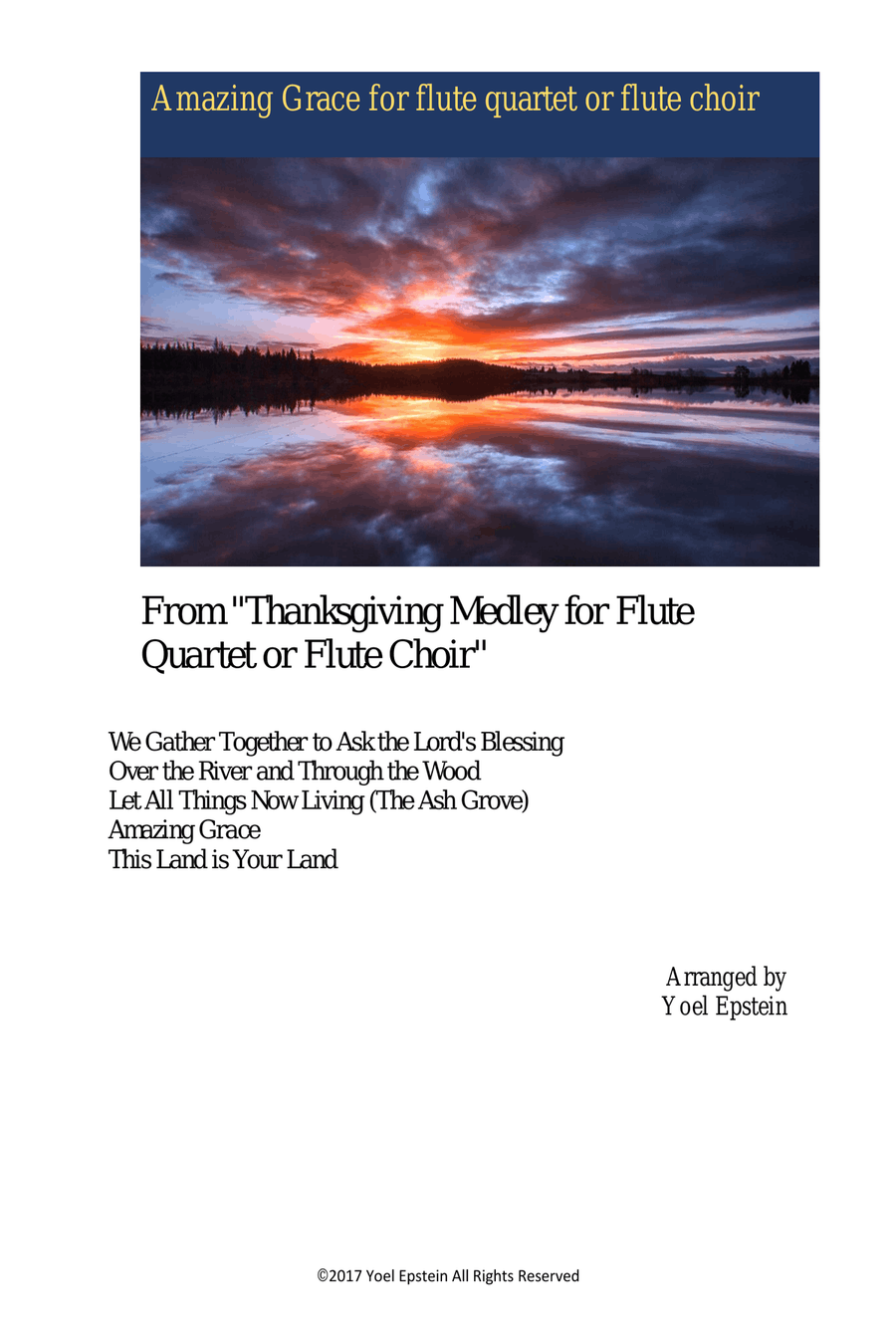 Amazing Grace for Flute Quartet or Flute Choir Flute Choir scores gallery preview page 1