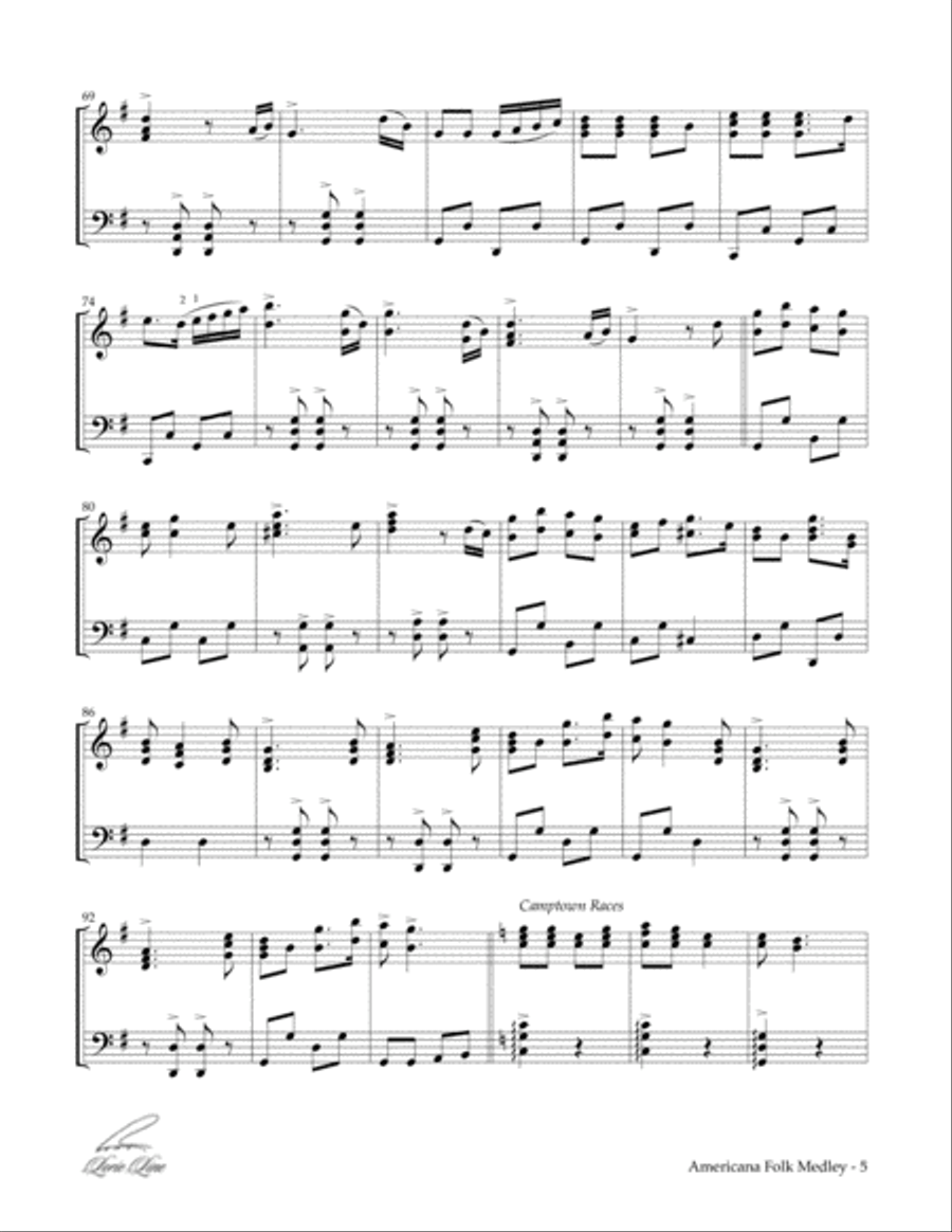 Americana Folk Medley Americana Folk Medley Piano Solo scores gallery preview page 5