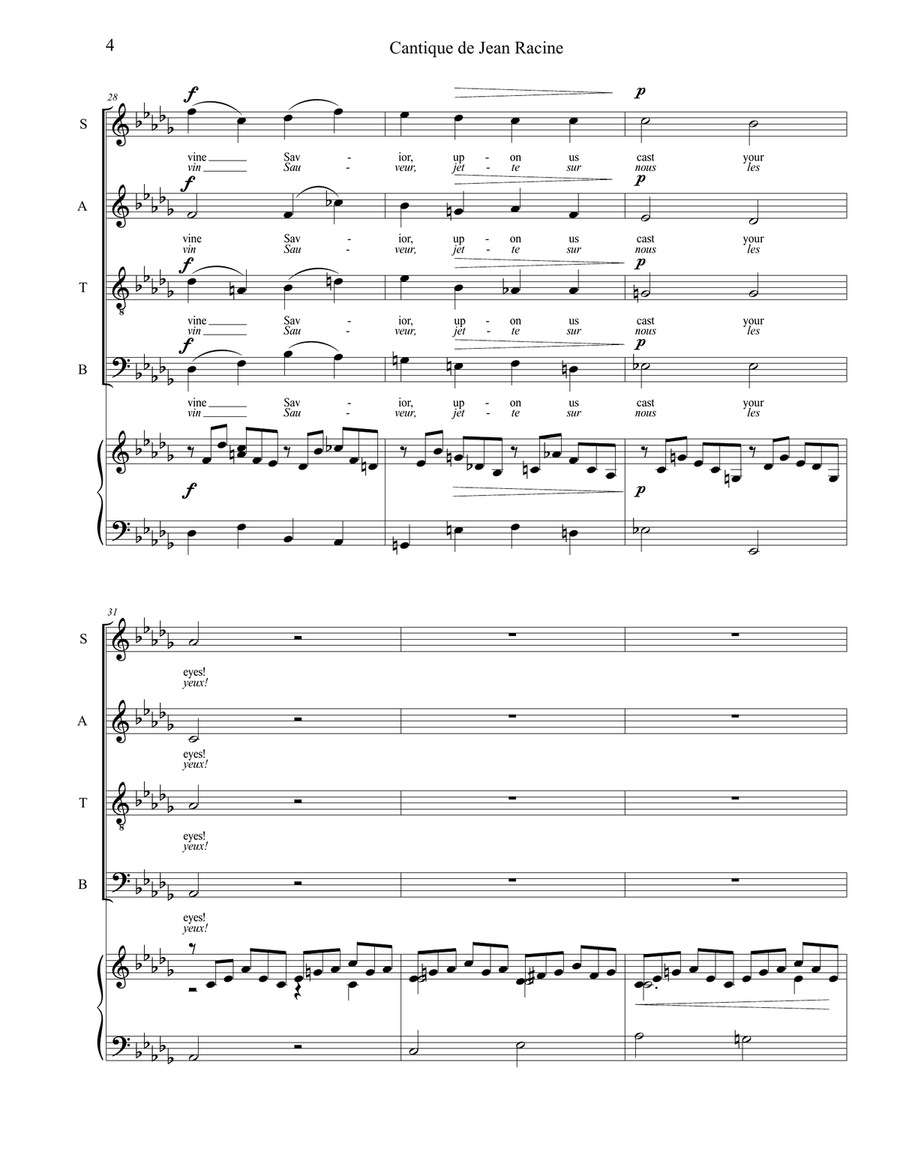 Cantique de Jean Racine (SATB) 4-Part scores gallery preview page 4