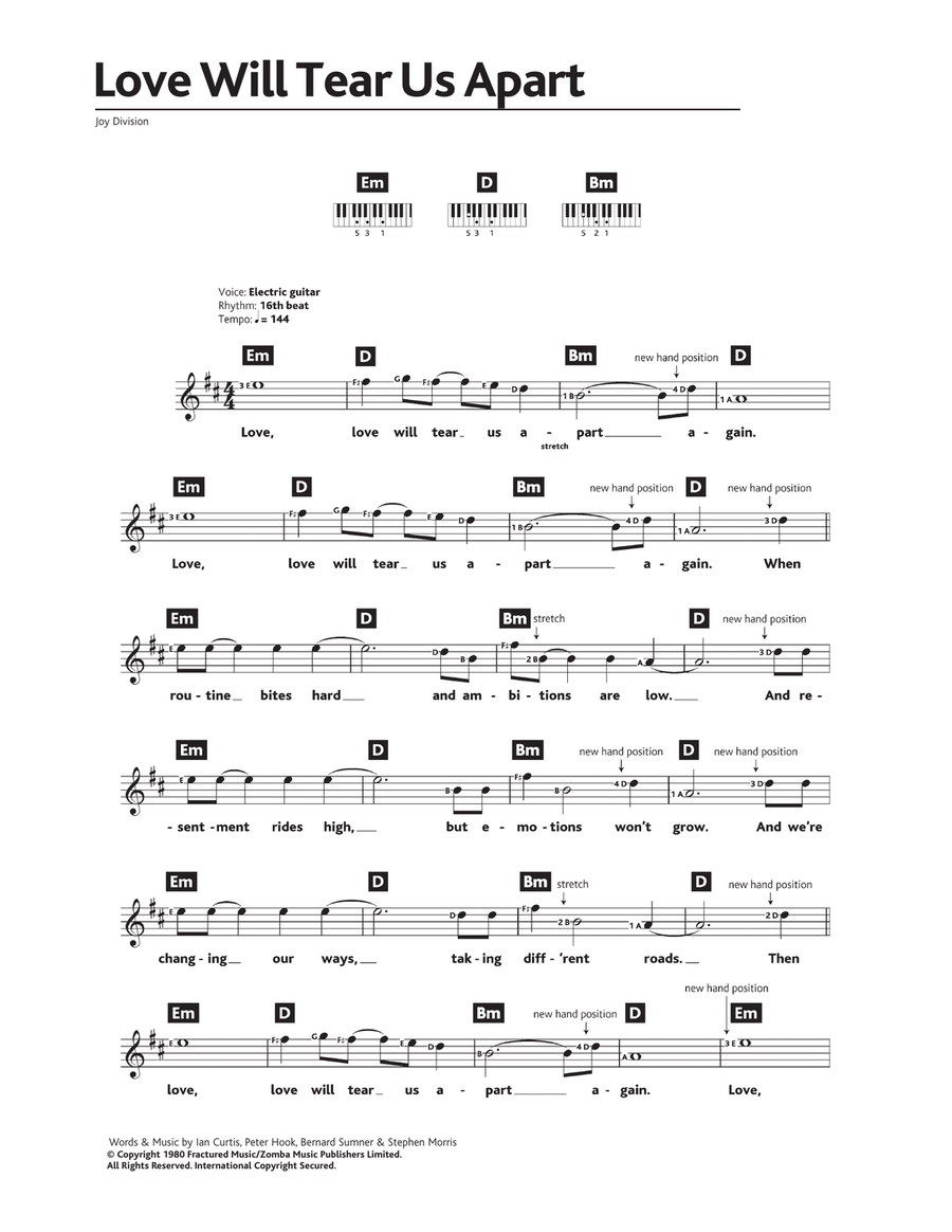 Love Will Tear Us Apart Piano Solo scores gallery preview page 1