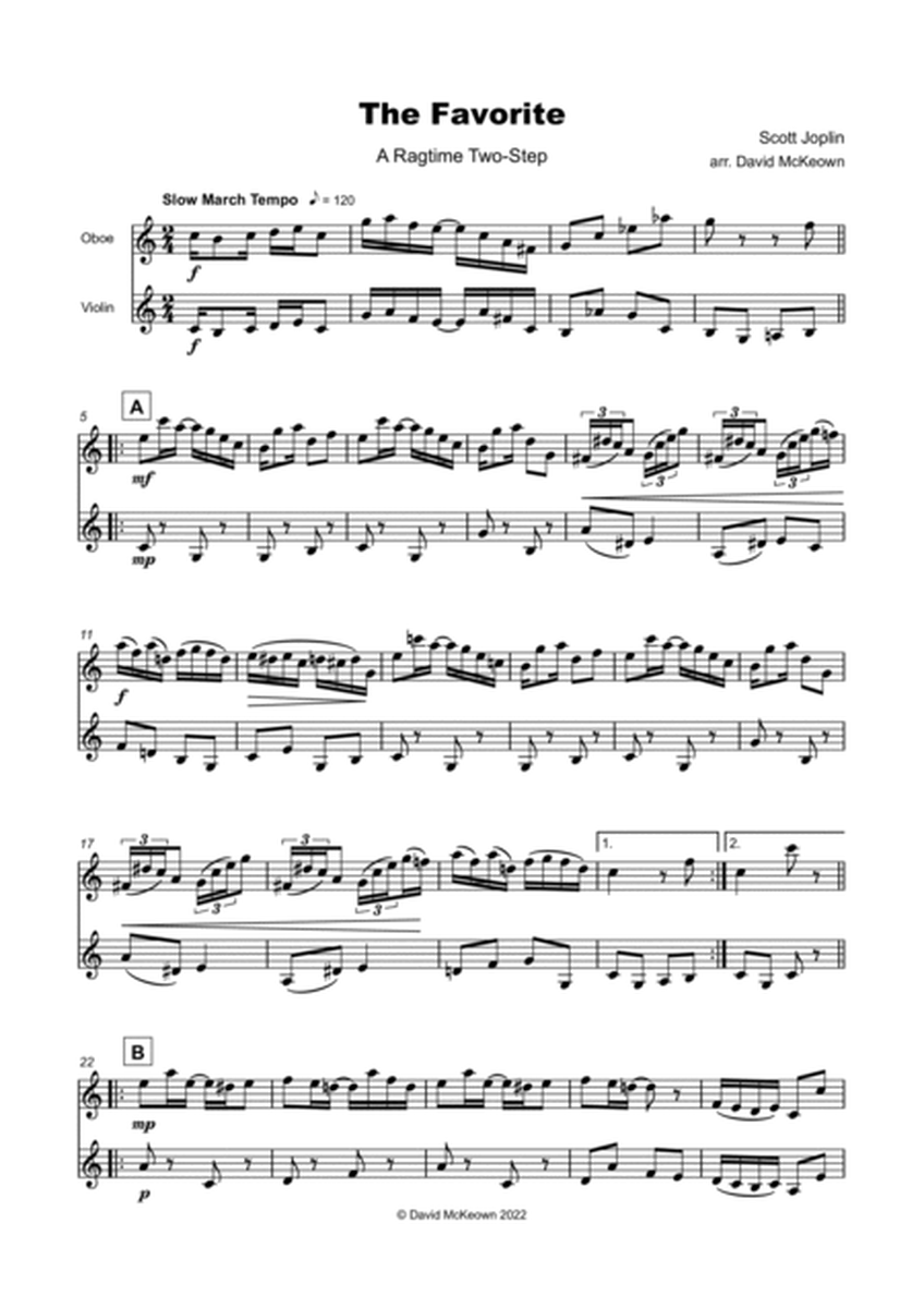 The Favorite, Two-Step Ragtime for Oboe and Violin Duet
