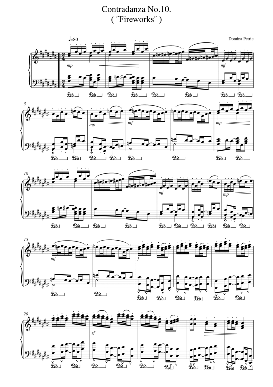 Tenth Contradanza: Fireworks Piano Solo scores gallery preview page 1