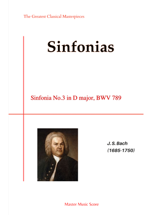 Book cover for Bach-Sinfonia No.3 in D major, BWV 789.(Piano)