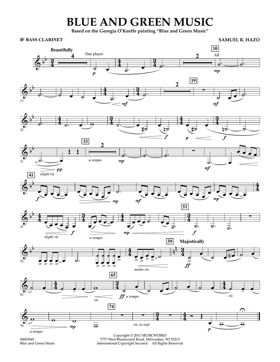 Blue And Green Music - Bb Bass Clarinet Concert Band scores gallery preview page 1